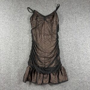 Dress Forum slip Dress Womens Small S black Mesh Overlay Ruched Sweetheart